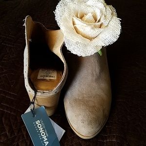 Tan slip on booties
